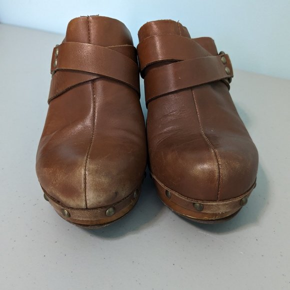 Cork's Shoes - KORKS KORK EASE "TAMMY" SZ 8 LEATHER SLINGBACK HARNESS CLOGS WOMENS SHOES